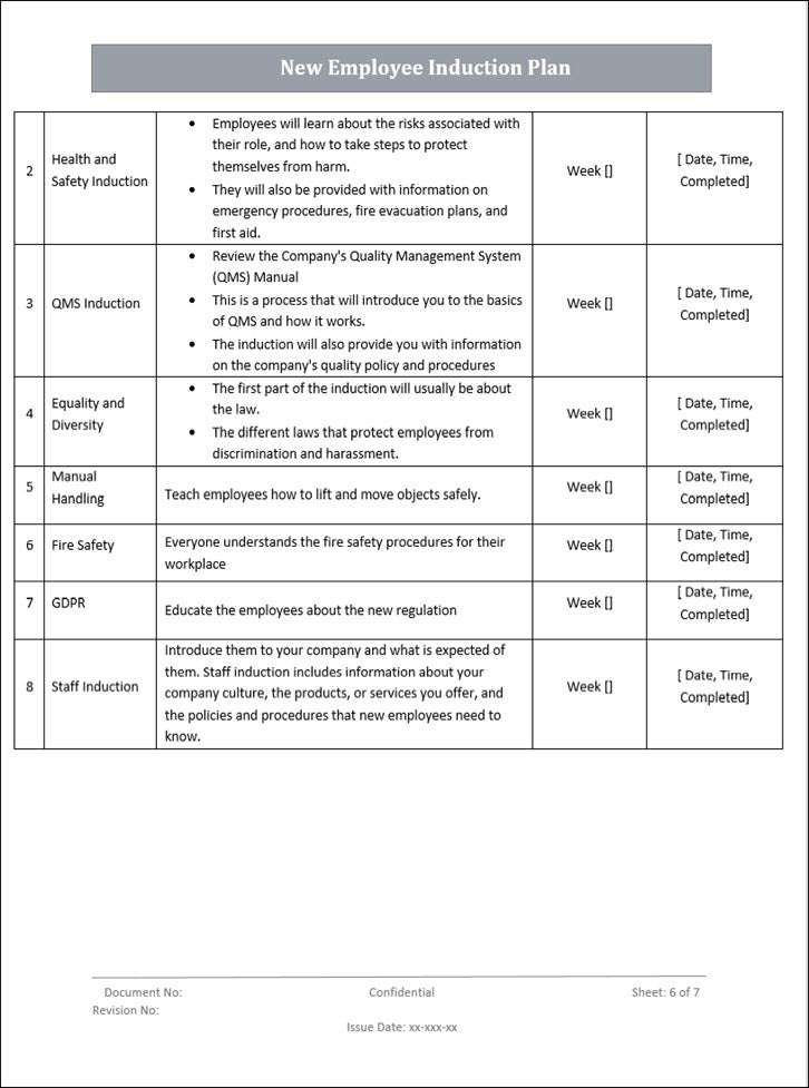 Induction Plan.pdf QMS New Employee Induction Plan – ISO Templates and Documents Download