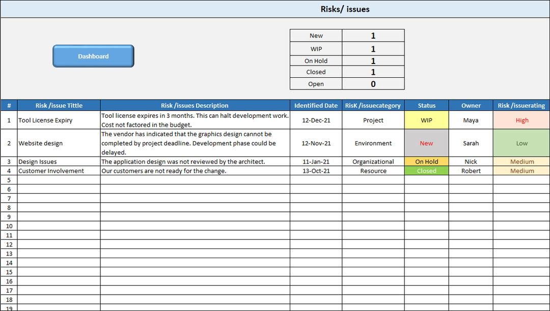 Risk/issues Template