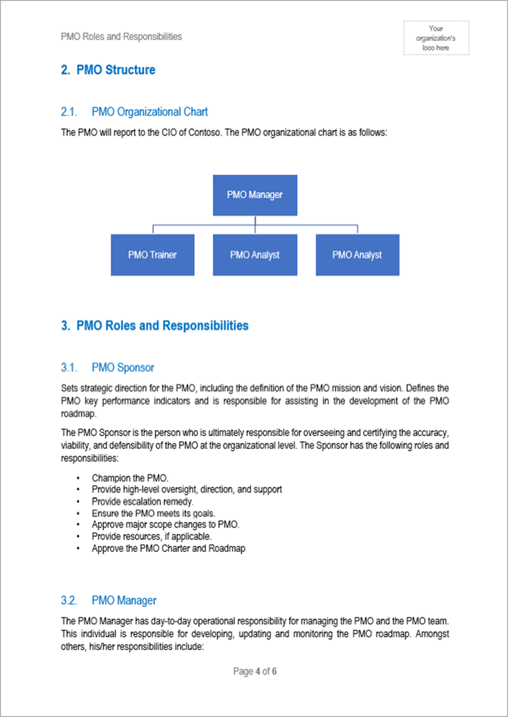 PMO Roles and Responsibilities