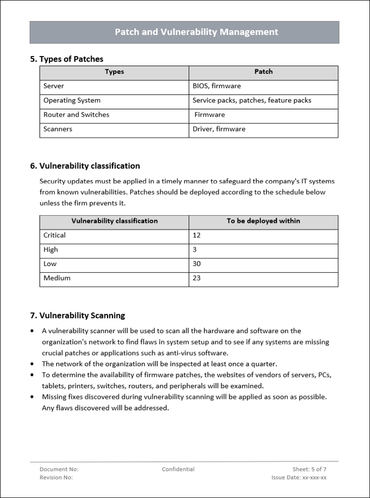 Patch and vulnerability management, vulnerability classification