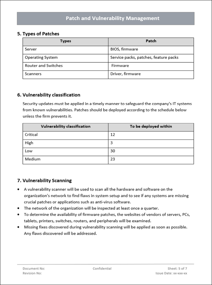 Patch and vulnerability management, vulnerability classification