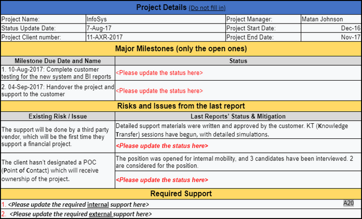 Status Update Request Template