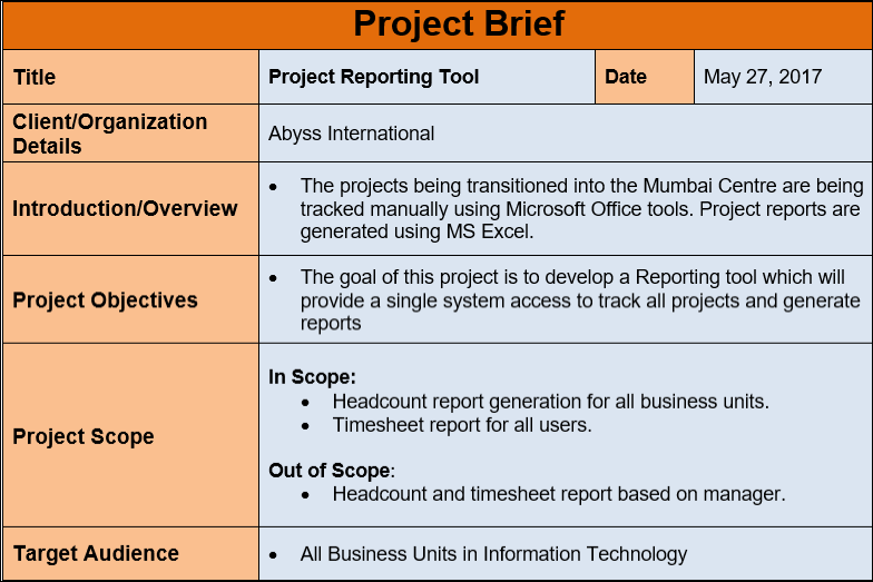 Project Brief Template – ISO Templates and Documents Download