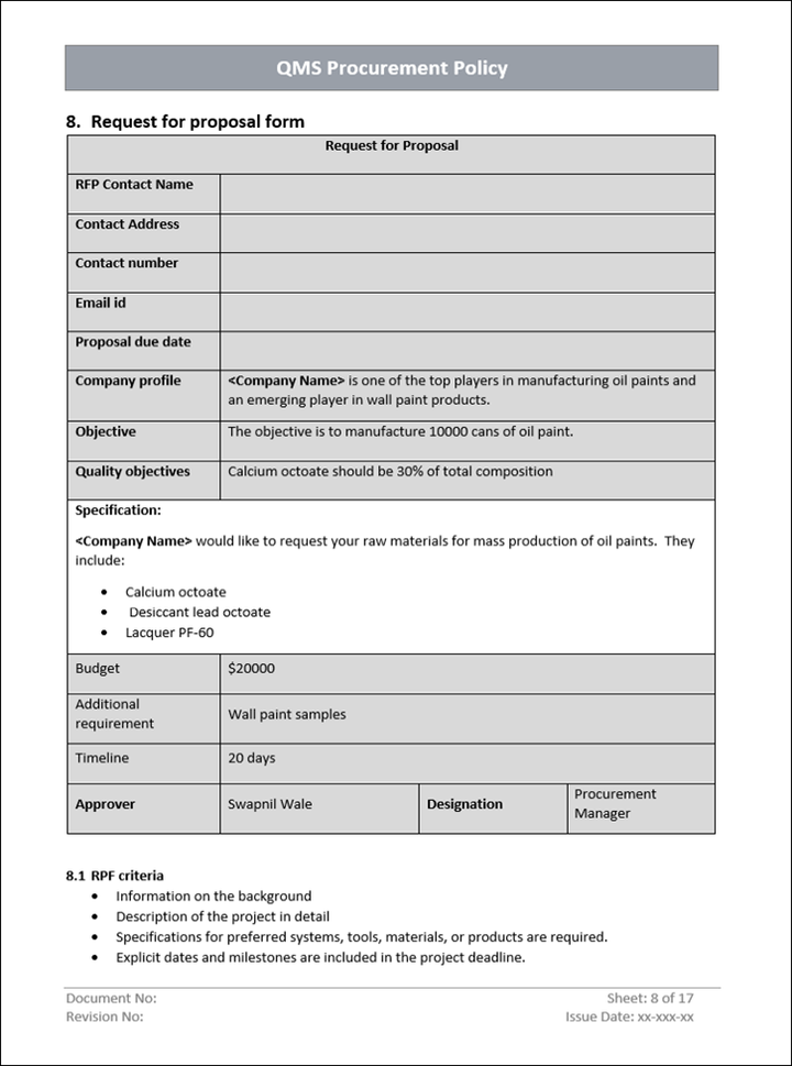 QMS Procurement Proposal Form