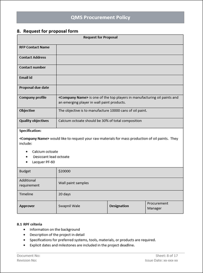 QMS Procurement Proposal Form