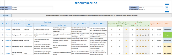 Product Backlog Template