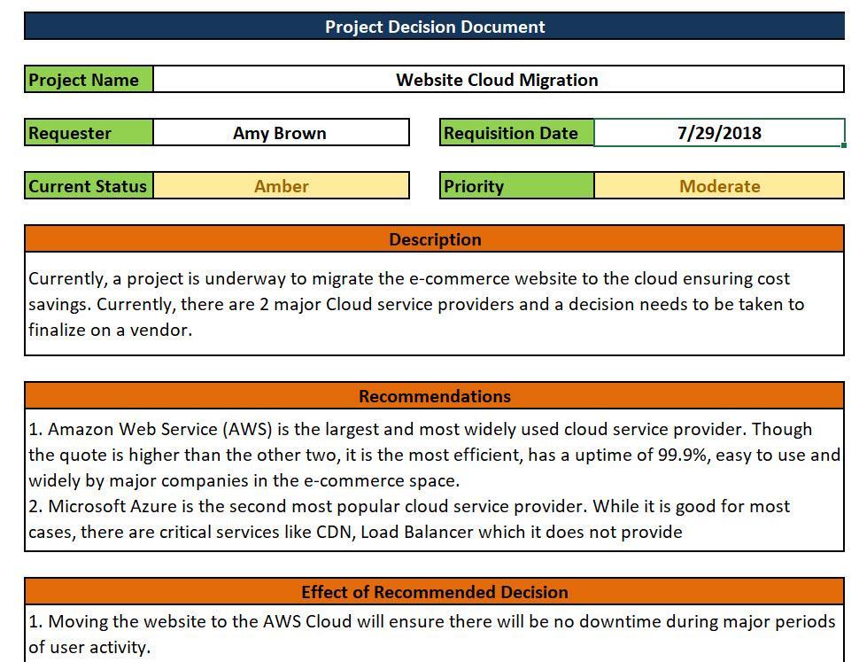 Project Decision Document