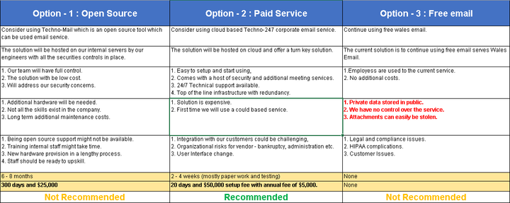 options paper template, project options paper excel template, project options template