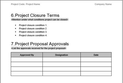 Project Closure Template Terms