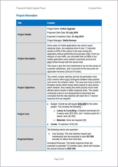 Project outline template, Project outline