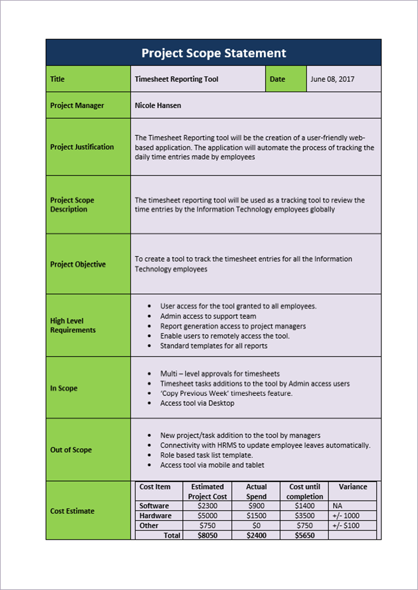 Project Scope Statement