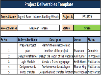 Project Deliverables Template