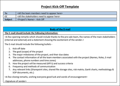 Project Kickoff E-mail Template, Project Kickoff 