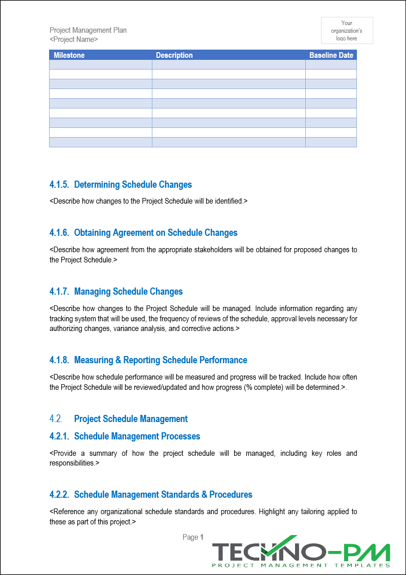 Project Management Plan Word Template