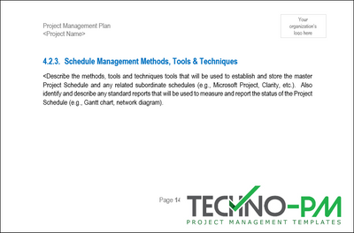Project Management Plan Schedule Methods