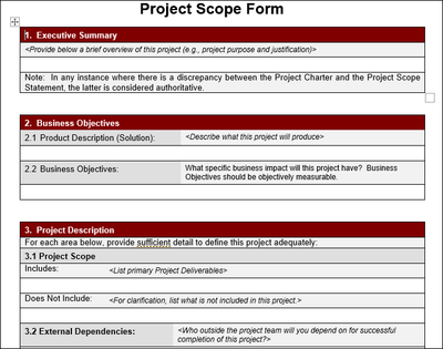 Project Scope Template, Project Scope form, Project Scope 