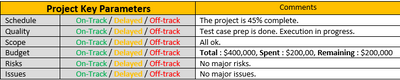 Project Weekly Status Report Template