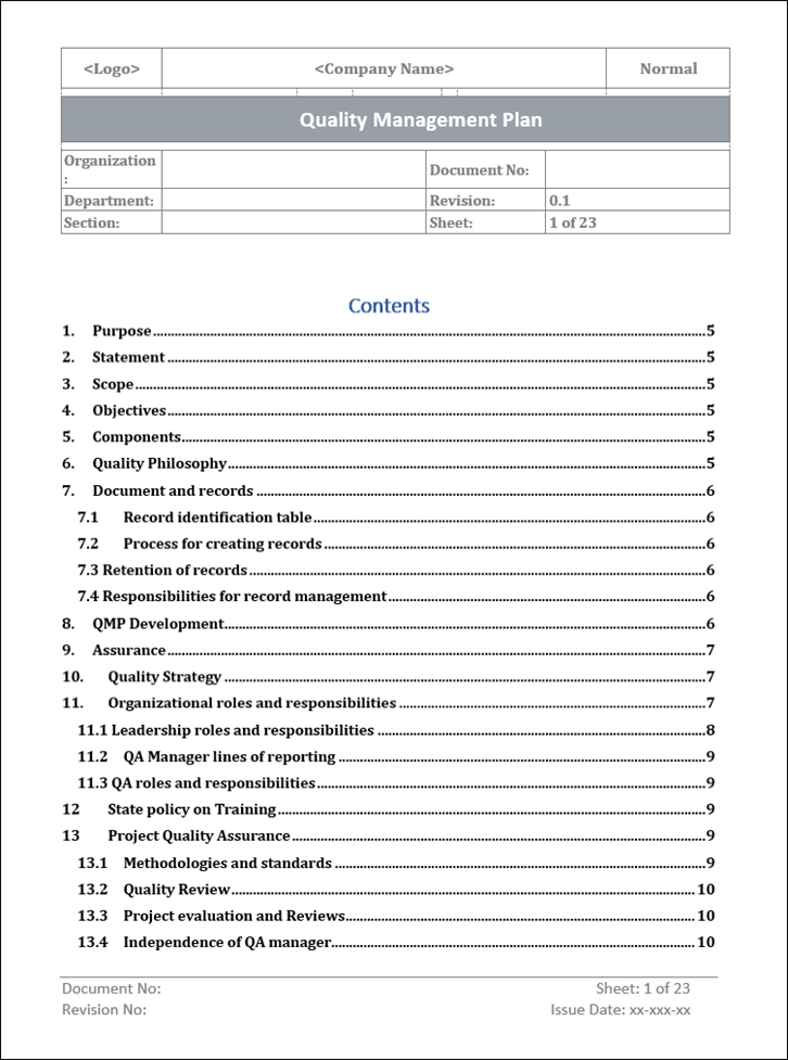 Quality Management Plan