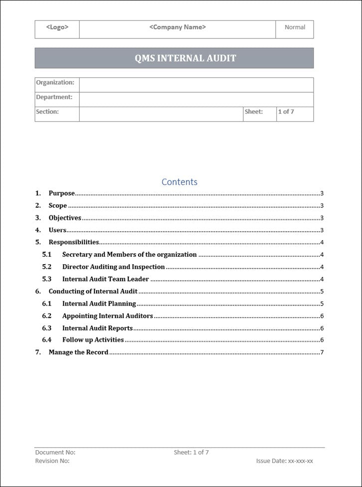 QMS Internal Audit Procedure