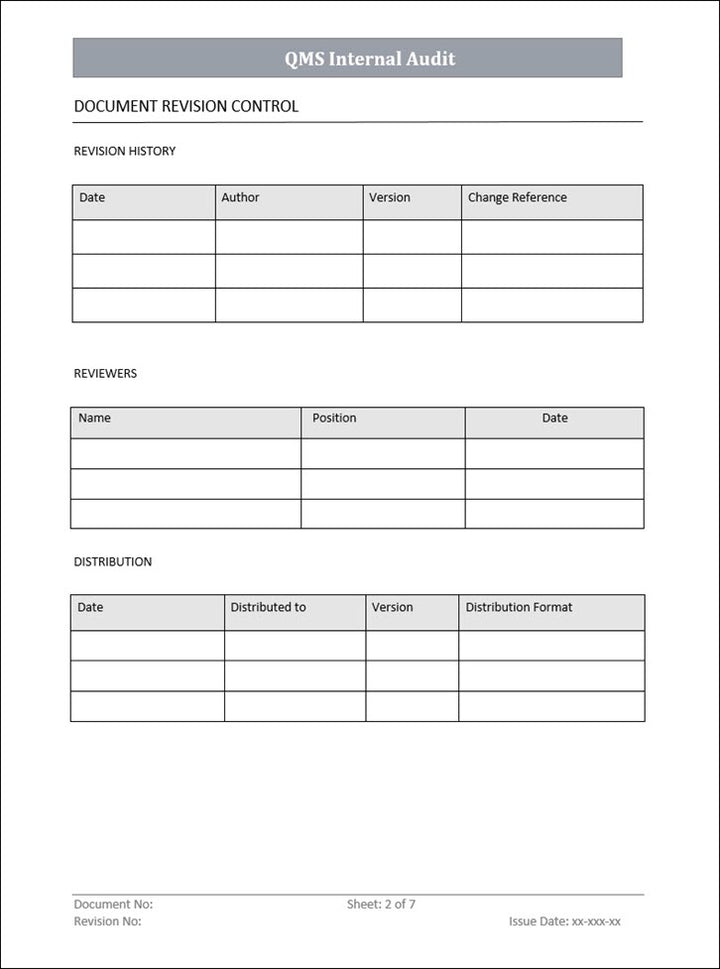 QMS Internal Audit Procedure Template