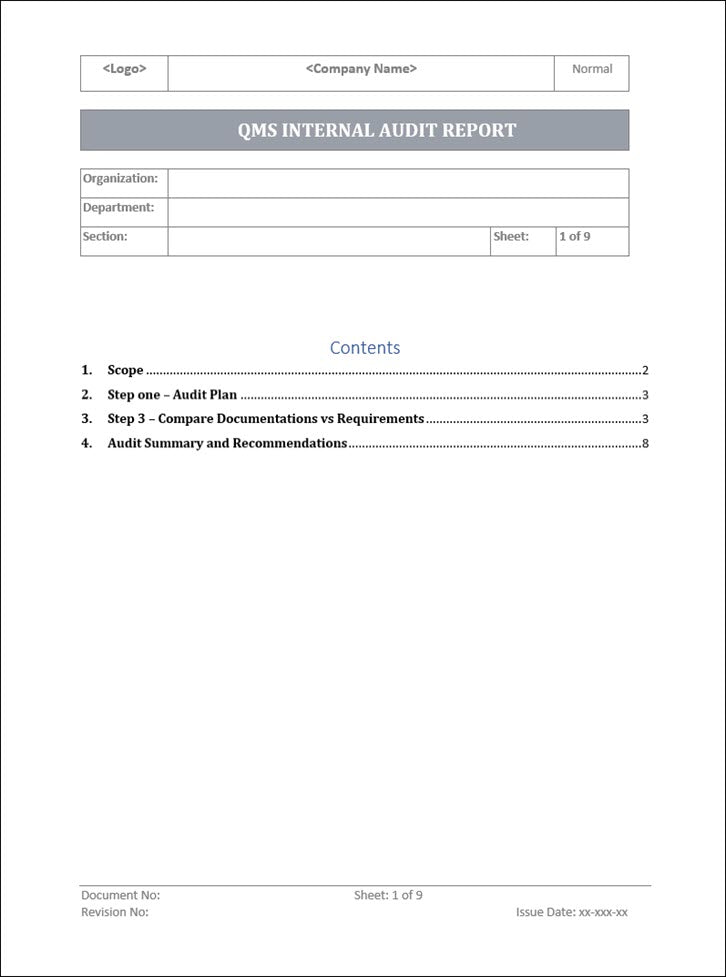 QMS Internal Audit Report