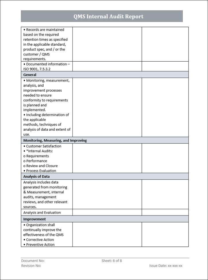 Internal Audit Report Template