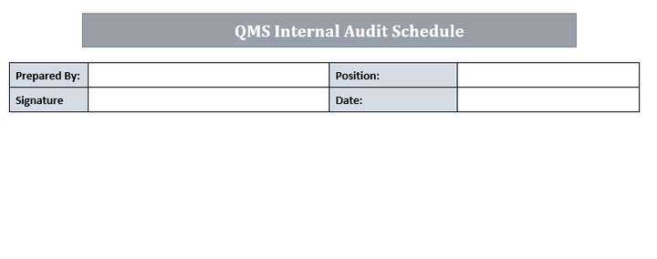 QMS Internal Audit Schedule Word Template