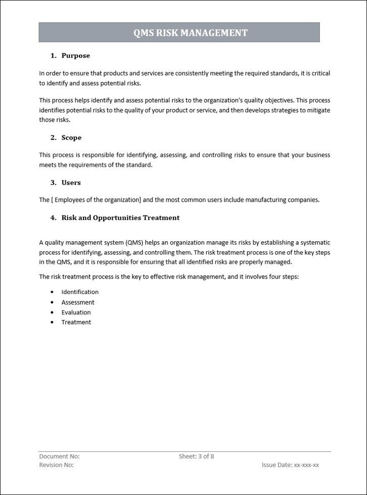 QMS Risk Management Word Template