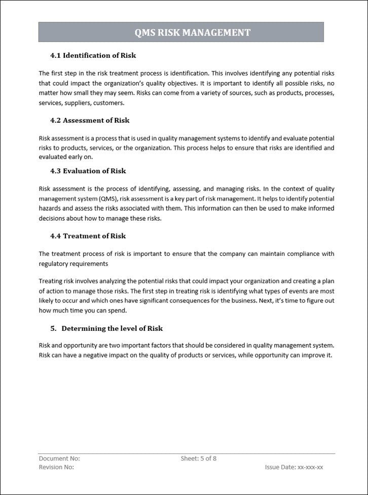 QMS Risk Management Template Word