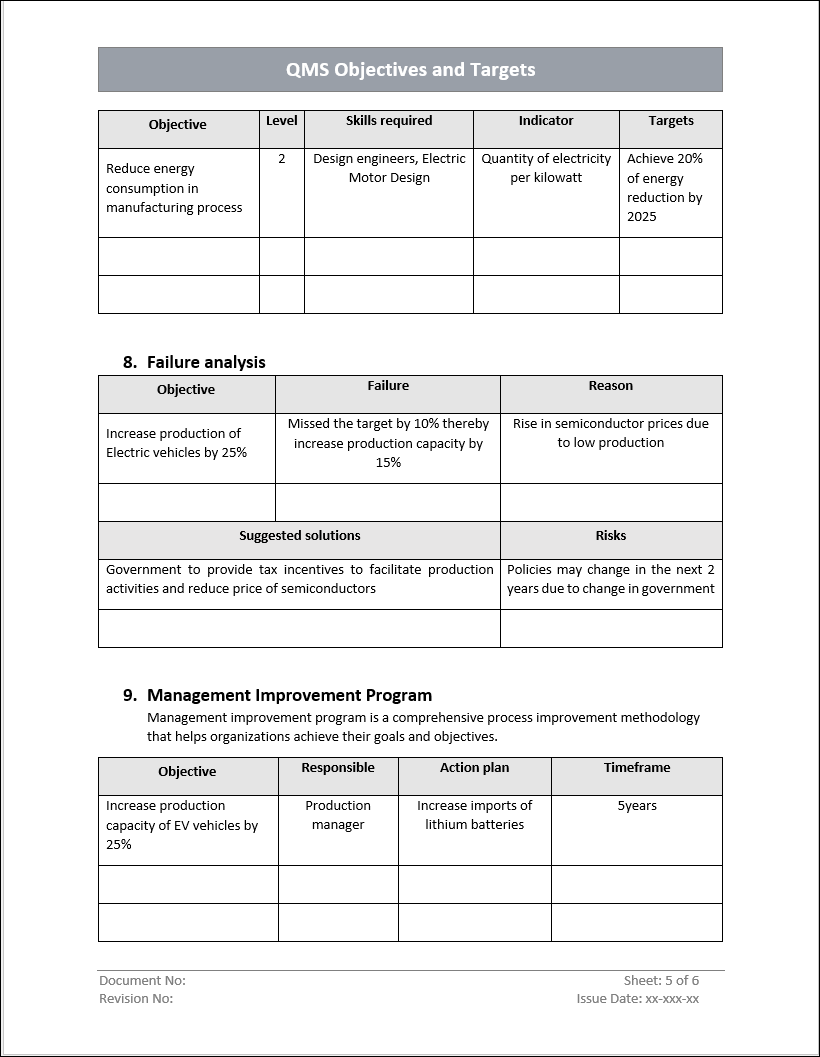 QMS objectives and target Template - ISO 9001 | QMS Objectives and Tar ...