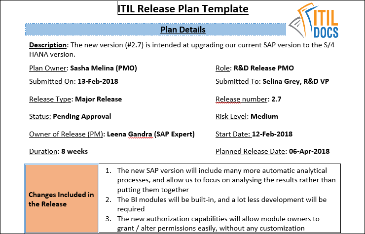 Release Plan Template