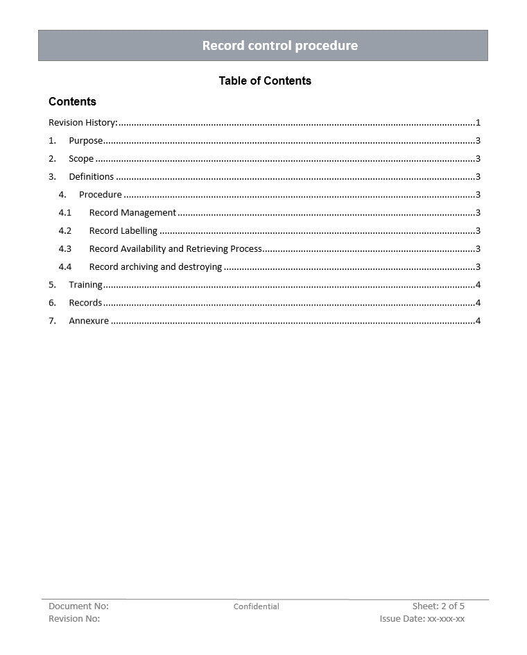 Record Control Iso Animation Record control procedure- ISO14001 – ISO Templates and Documents Download