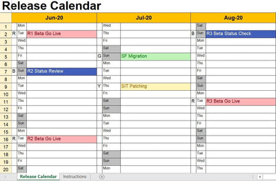 Release Calendar Excel