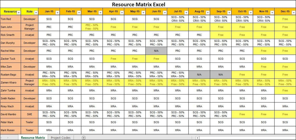 Matrix Excel Template