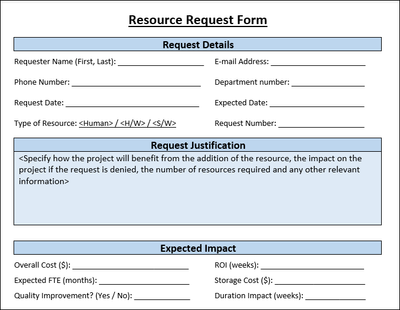 Resource Request Form Template, Resource Request Form  