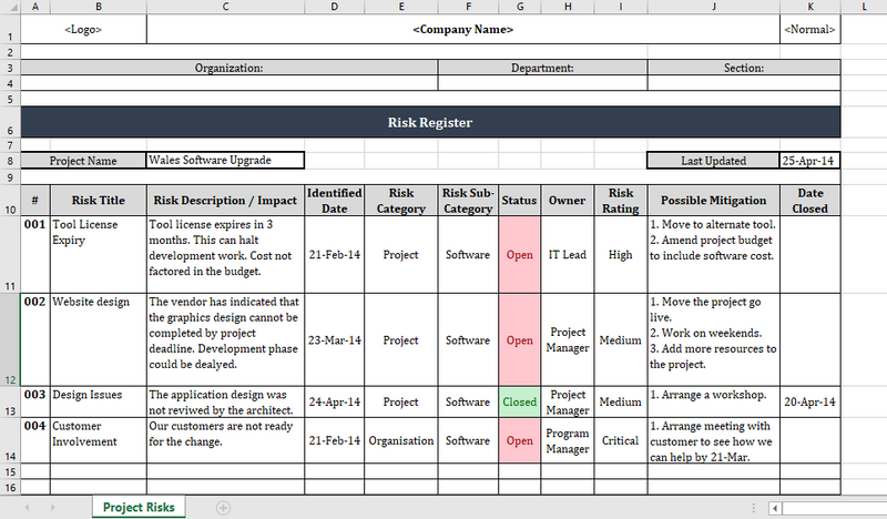 Basic Risk Register Excel First Column Risk Register Excel Template – ISO Templates and Documents Download