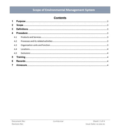 Scope of environment management system, environment management system