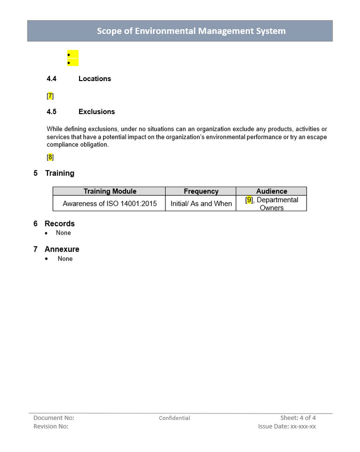 Scope of environment management system, environment management system