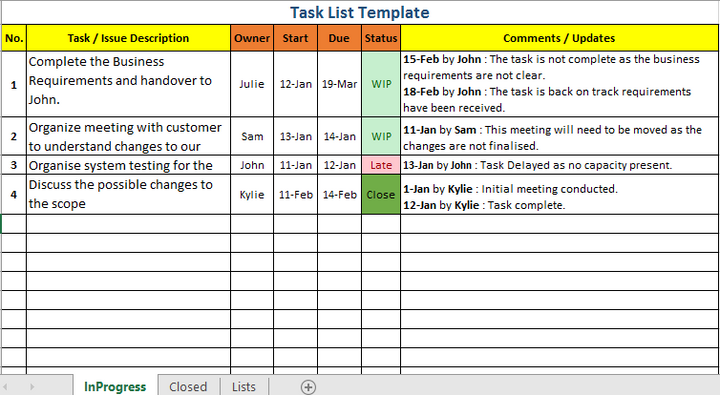 Task Management Template, Task List template, Task Management 