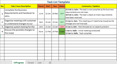 Task Management Template, Task List template, Task Management 