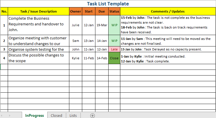 Task Management Template, Task List template, Task Management 