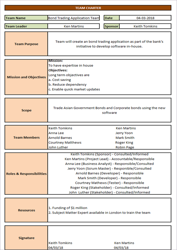 Team Charter Template