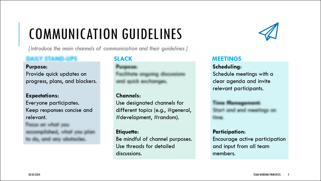 Team Working Principles Template