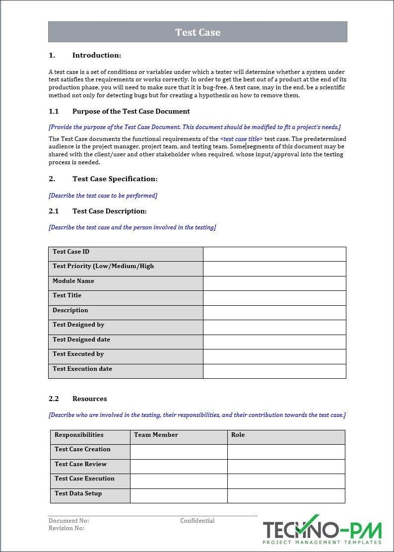 Test Case Word Template