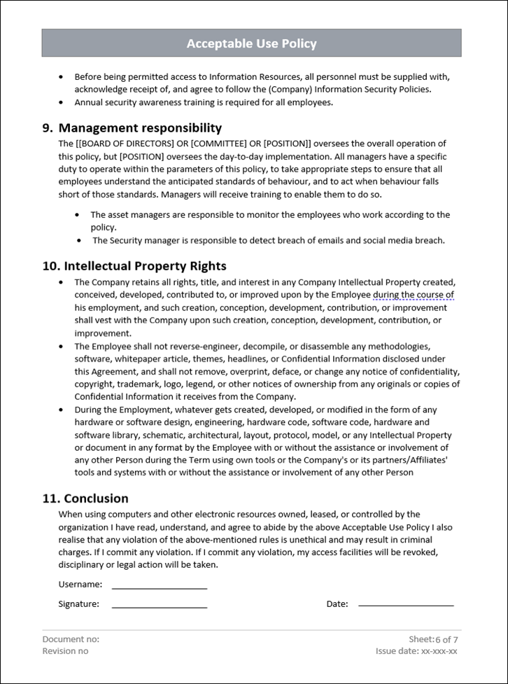 Acceptable Use Policy ISO27001 ISO Templates and Documents Download