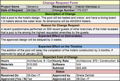 Change Request Template Excel
