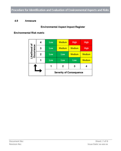 Environmental Aspects Layout Doc Procedure for Identification and Evaluation of Environmental Aspects a ...