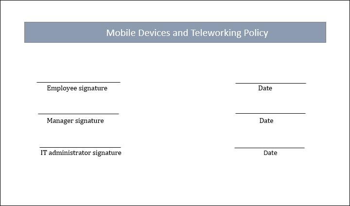 teleworking policy, mobile devices policy, mobile devices