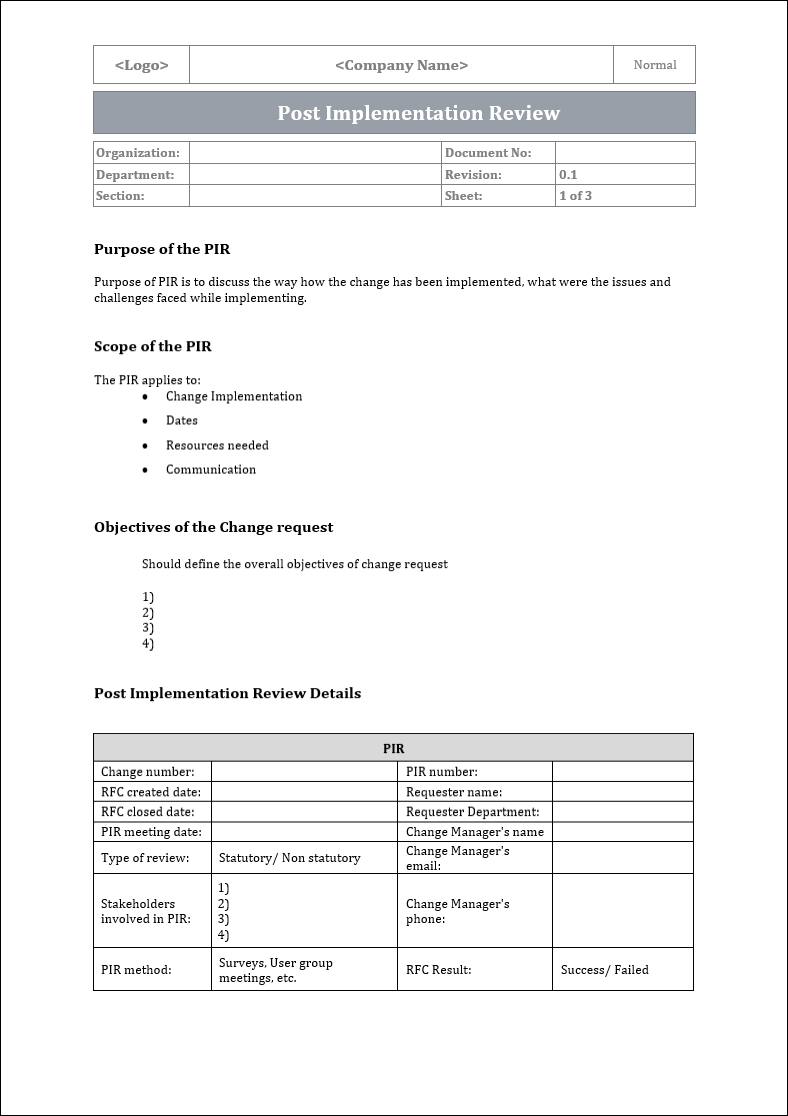 post implementation review