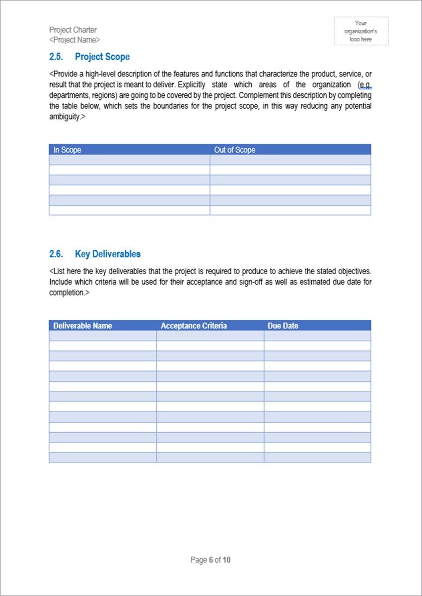 project charter, project charter template, project charter word template